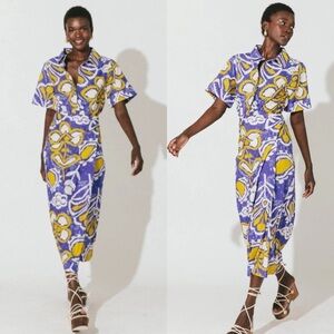 Cleobella Purple and Yellow Floral Midi Dress